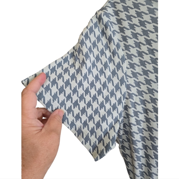 Kate Quinn Blue Houndstooth 100% Organic Cotton Midi Dress With Pockets XL - Picture 2 of 6